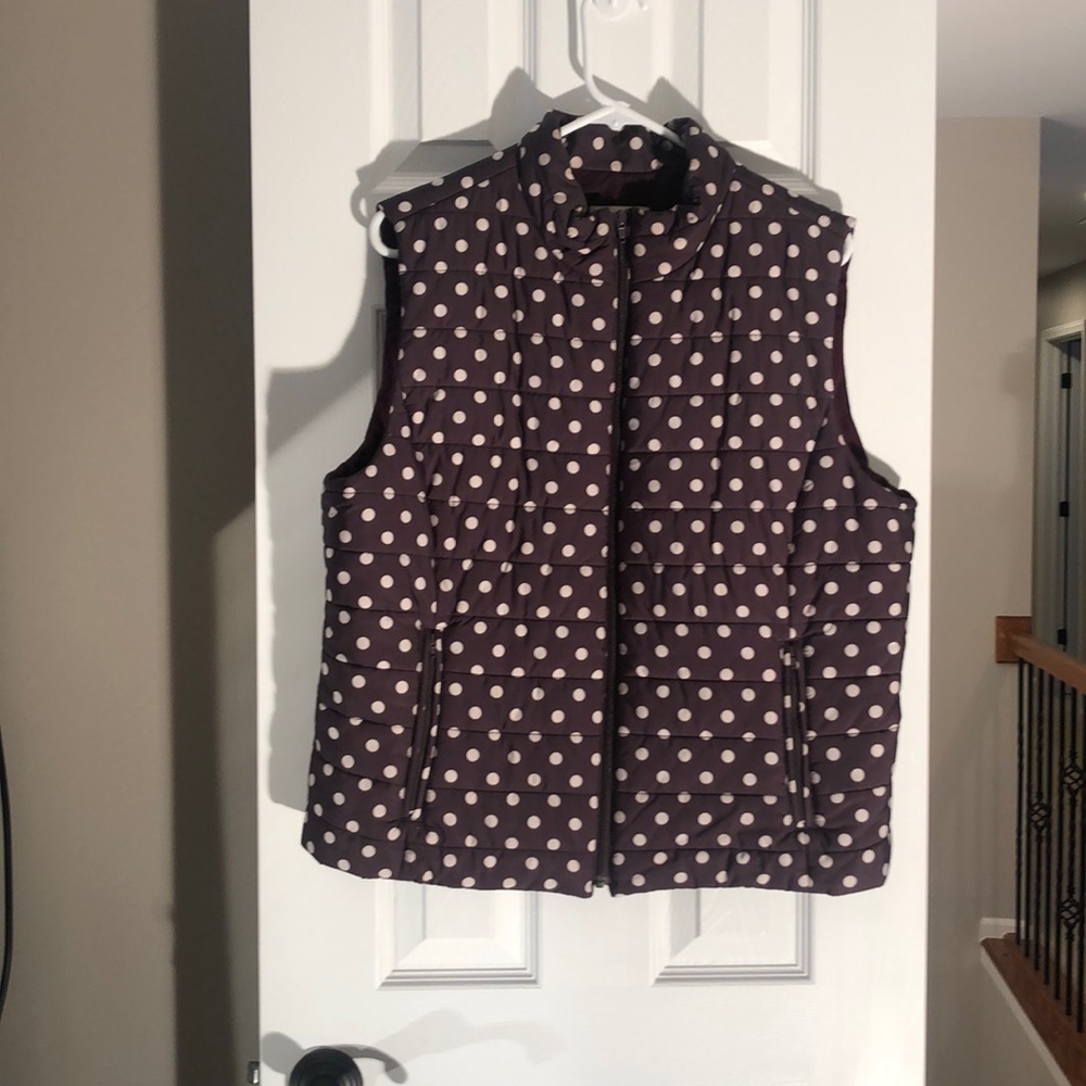 Loft XL purple & cream polka dot vest
